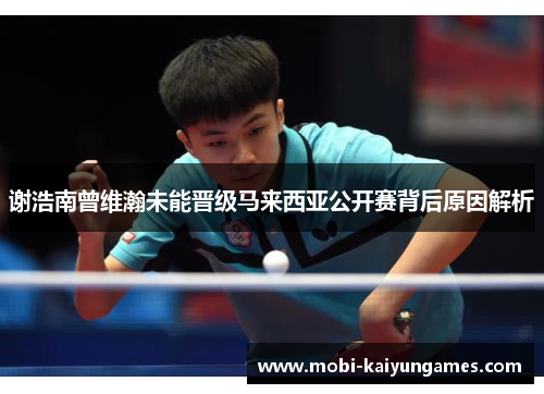 谢浩南曾维瀚未能晋级马来西亚公开赛背后原因解析